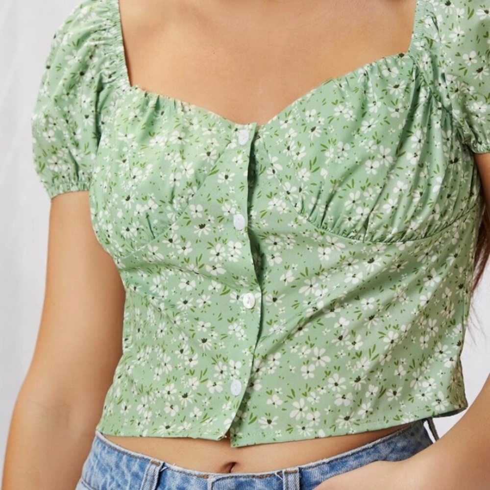 Off the shoulder puffy sleeve top